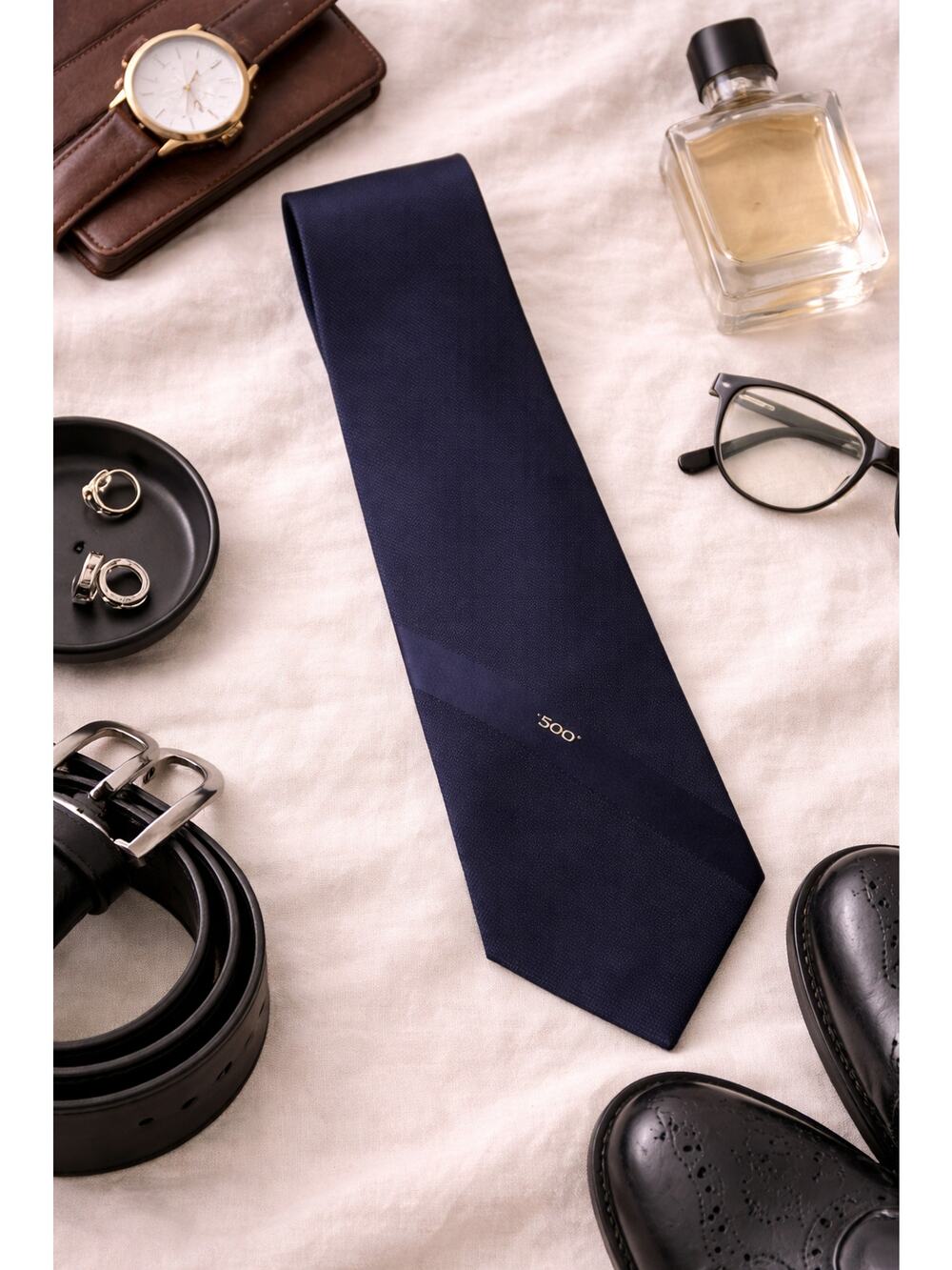 Botany 500 Men's Classic Interview Business Slim Neck Tie Silk Blend Navy Blue